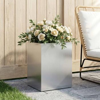 ARDEBO.de - Garten-Pflanzgefäß Silber 40 x 30 x 50 cm Verzinkter Stahl