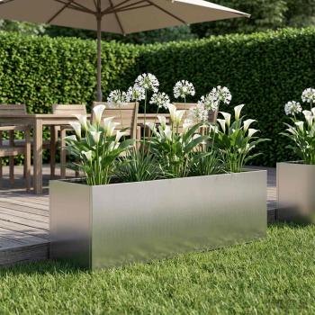 ARDEBO.de - Garten-Pflanzgefäß Silber 80 x 30 x 30 cm Verzinkter Stahl