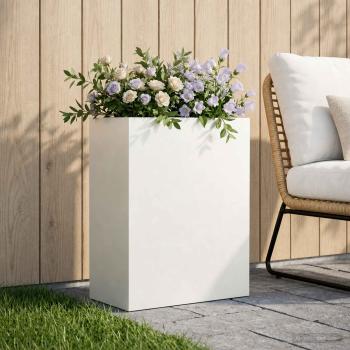 ARDEBO.de - Garten-Pflanzgefäß Weiß 40 x 20 x 50 cm Kaltgewalzter Stahl