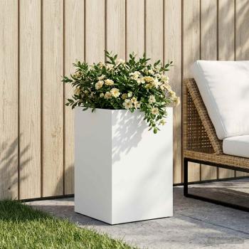 ARDEBO.de - Garten-Pflanzgefäß Weiß 30 x 30 x 50 cm Kaltgewalzter Stahl