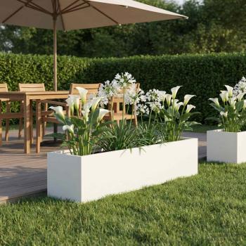 ARDEBO.de - Garten-Pflanzgefäß Weiß 80 x 20 x 20 cm Kaltgewalzter Stahl