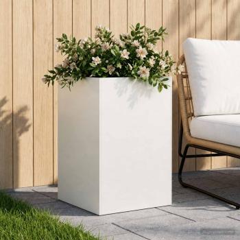 ARDEBO.de - Garten-Pflanzgefäß Weiß 50 x 50 x 75 cm Kaltgewalzter Stahl