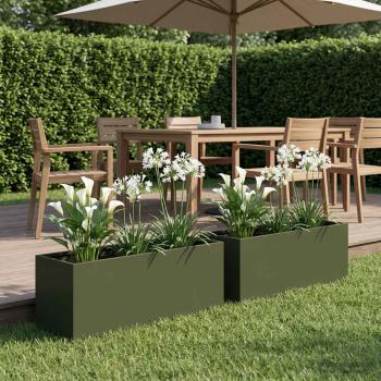 ARDEBO.de - Garten-Pflanzgefäß 2 stk. Olivgrün 40 x 20 x 20 cm