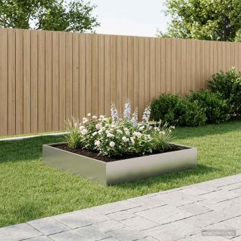ARDEBO.de - Garten-Pflanzgefäß Silber 80 x 80 x 20 cm Verzinkter Stahl