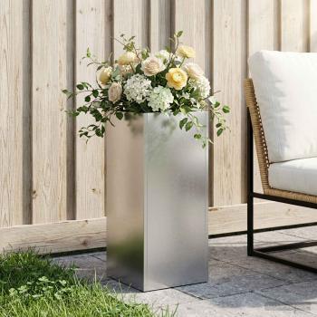ARDEBO.de - Garten-Pflanzgefäß Silber 20 x 20 x 40 cm Edelstahl