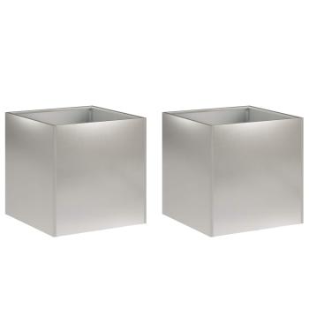 Garten-Pflanzgefäß 2 stk. Silber 45 x 45 x 45 cm Edelstahl