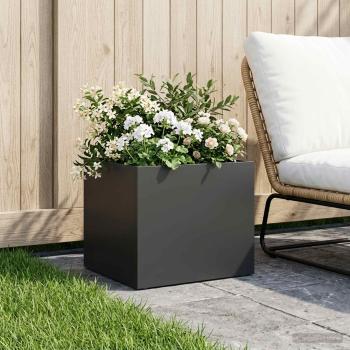 ARDEBO.de - Garten-Pflanzgefäß Schwarz 40 x 30 x 30 cm Kaltgewalzter Stahl