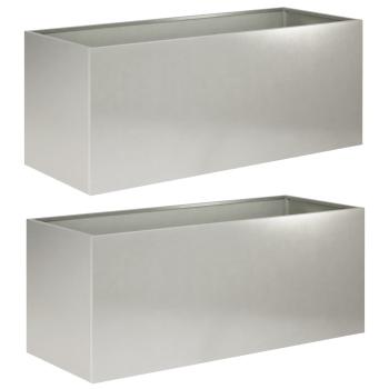 Garten-Pflanzgefäß 2 stk. Silber 80 x 40 x 40 cm Edelstahl