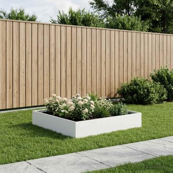 ARDEBO.de - Garten-Pflanzgefäß Weiß 80 x 80 x 20 cm Kaltgewalzter Stahl