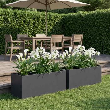 ARDEBO.de - Garten-Pflanzgefäß 2 stk. Anthrazit 40 x 20 x 20 cm