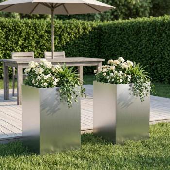 ARDEBO.de - Garten-Pflanzgefäß 2 stk. Silber 30 x 30 x 50 cm