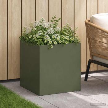 ARDEBO.de - Garten-Pflanzgefäß Olivgrün 35 x 35 x 35 cm Kaltgewalzter Stahl