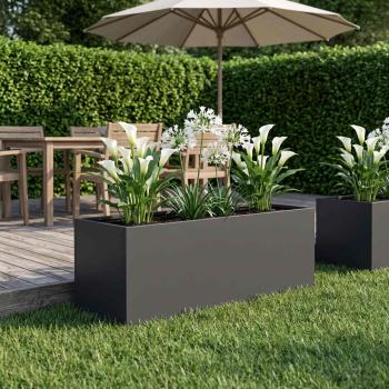 ARDEBO.de - Garten-Pflanzgefäß Schwarz 60 x 20 x 20 cm Kaltgewalzter Stahl