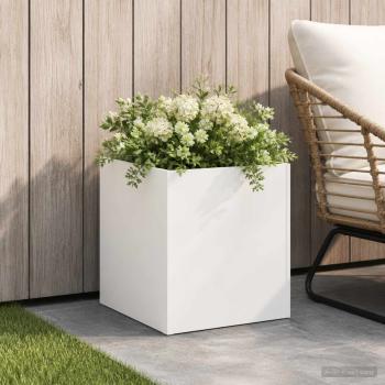 ARDEBO.de - Garten-Pflanzgefäß Weiß 20 x 20 x 20 cm Kaltgewalzter Stahl