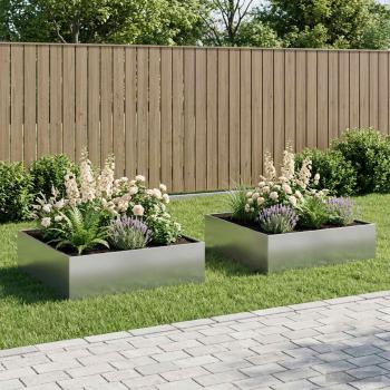 ARDEBO.de - Garten-Pflanzgefäß 2 stk. Silber 80 x 80 x 30 cm