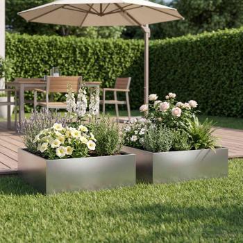ARDEBO.de - Garten-Pflanzgefäß 2 stk. Silber 60 x 60 x 20 cm Edelstahl