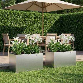 ARDEBO.de - Garten-Pflanzgefäß 2 stk. Silber 100 x 50 x 50 cm