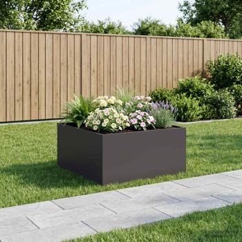 ARDEBO.de - Garten-Pflanzgefäß Schwarz 80 x 80 x 40 cm Kaltgewalzter Stahl