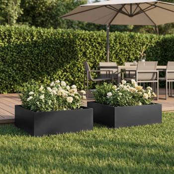 ARDEBO.de - Garten-Pflanzgefäß 2 stk. Schwarz 60 x 60 x 20 cm