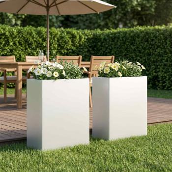 ARDEBO.de - Garten-Pflanzgefäß 2 stk. Weiß 40 x 20 x 50 cm