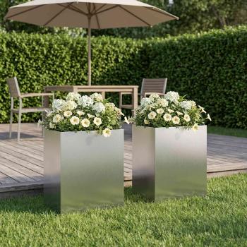 ARDEBO.de - Garten-Pflanzgefäß 2 stk. Silber 40 x 30 x 40 cm Edelstahl