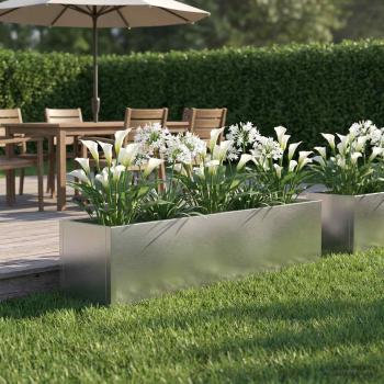 ARDEBO.de - Garten-Pflanzgefäß Silber 100 x 20 x 20 cm Edelstahl