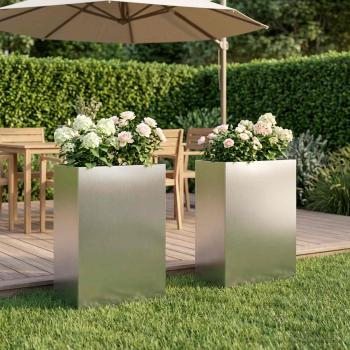 ARDEBO.de - Garten-Pflanzgefäß 2 stk. Silber 40 x 30 x 75 cm Edelstahl