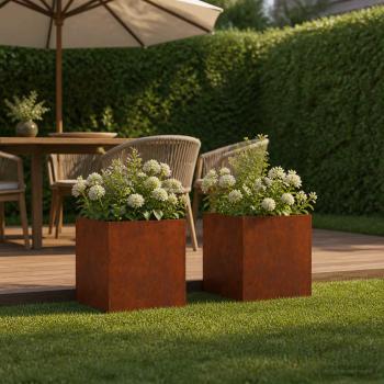 ARDEBO.de - Garten-Pflanzgefäß 2 stk. Rostoptik 25 x 25 x 25 cm