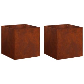 Garten-Pflanzgefäß 2 stk. Rostoptik 25 x 25 x 25 cm