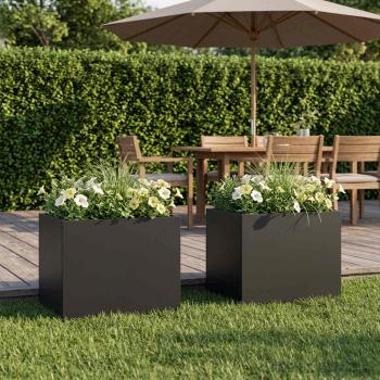 ARDEBO.de - Garten-Pflanzgefäß 2 stk. Schwarz 40 x 30 x 30 cm