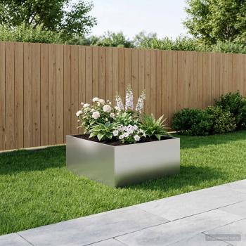 ARDEBO.de - Garten-Pflanzgefäß Silber 100 x 100 x 40 cm Verzinkter Stahl