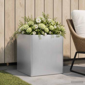 ARDEBO.de - Garten-Pflanzgefäß Silber 25 x 25 x 25 cm Verzinkter Stahl