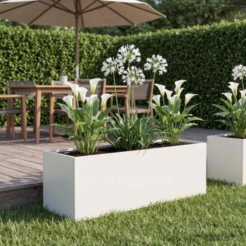 ARDEBO.de - Garten-Pflanzgefäß Weiß 60 x 20 x 20 cm Kaltgewalzter Stahl