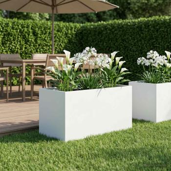 ARDEBO.de - Garten-Pflanzgefäß Weiß 80 x 50 x 50 cm Kaltgewalzter Stahl