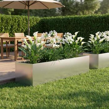 ARDEBO.de - Garten-Pflanzgefäß Silber 80 x 20 x 20 cm Verzinkter Stahl
