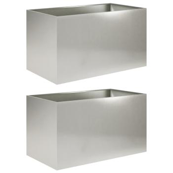 Garten-Pflanzgefäß 2 stk. Silber 100 x 50 x 50 cm Edelstahl