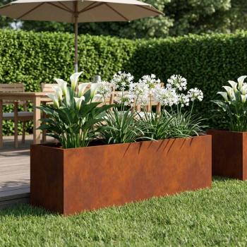 ARDEBO.de - Garten-Pflanzgefäß Rostoptik 80 x 30 x 30 cm Wetterfeststahl