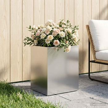 ARDEBO.de - Garten-Pflanzgefäß Silber 40 x 30 x 40 cm Edelstahl