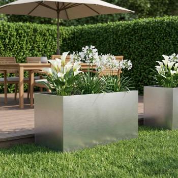 ARDEBO.de - Garten-Pflanzgefäß Silber 80 x 50 x 50 cm Edelstahl