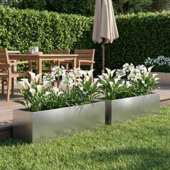 ARDEBO.de - Garten-Pflanzgefäß 2 stk. Silber 100 x 20 x 20 cm Edelstahl