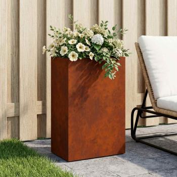 ARDEBO.de - Garten-Pflanzgefäß Rostoptik 40 x 30 x 75 cm Wetterfeststahl
