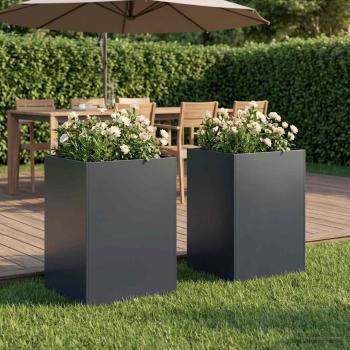 ARDEBO.de - Garten-Pflanzgefäß 2 stk. Anthrazit 40 x 40 x 75 cm
