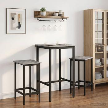 ARDEBO.de - Bartisch 52 x 52 x 110 cm Holzwerkstoff Sonoma-Grau