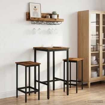 ARDEBO.de - Bartisch 52 x 52 x 110 cm Holzwerkstoff Altholz Rechtwinklig