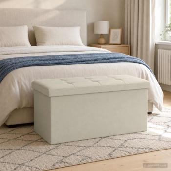 ARDEBO.de - Klappbare Aufbewahrungsbank Weiß 180 kg 80 L 77 x 38 x 38 cm