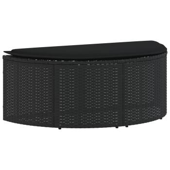 Gartenbett mit Sonnenschirm Poly Rattan Schwarz