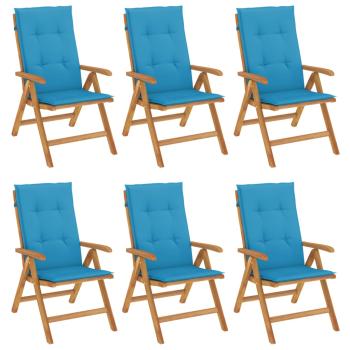 Klappst?hle Verstellbar mit Kissen 6 Stk. Massivholz Teak