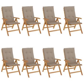 Klappst?hle Verstellbar mit Auflagen 8 Stk. Massivholz Teak