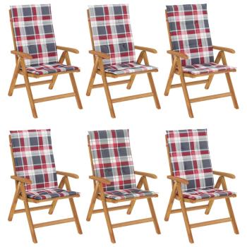 Klappstühle Verstellbar mit Kissen 6 Stk. Massivholz Teak