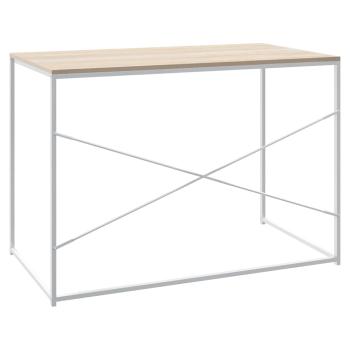 Computertisch Weiß und Eiche-Optik 110x60x70 cm Holzwerkstoff
